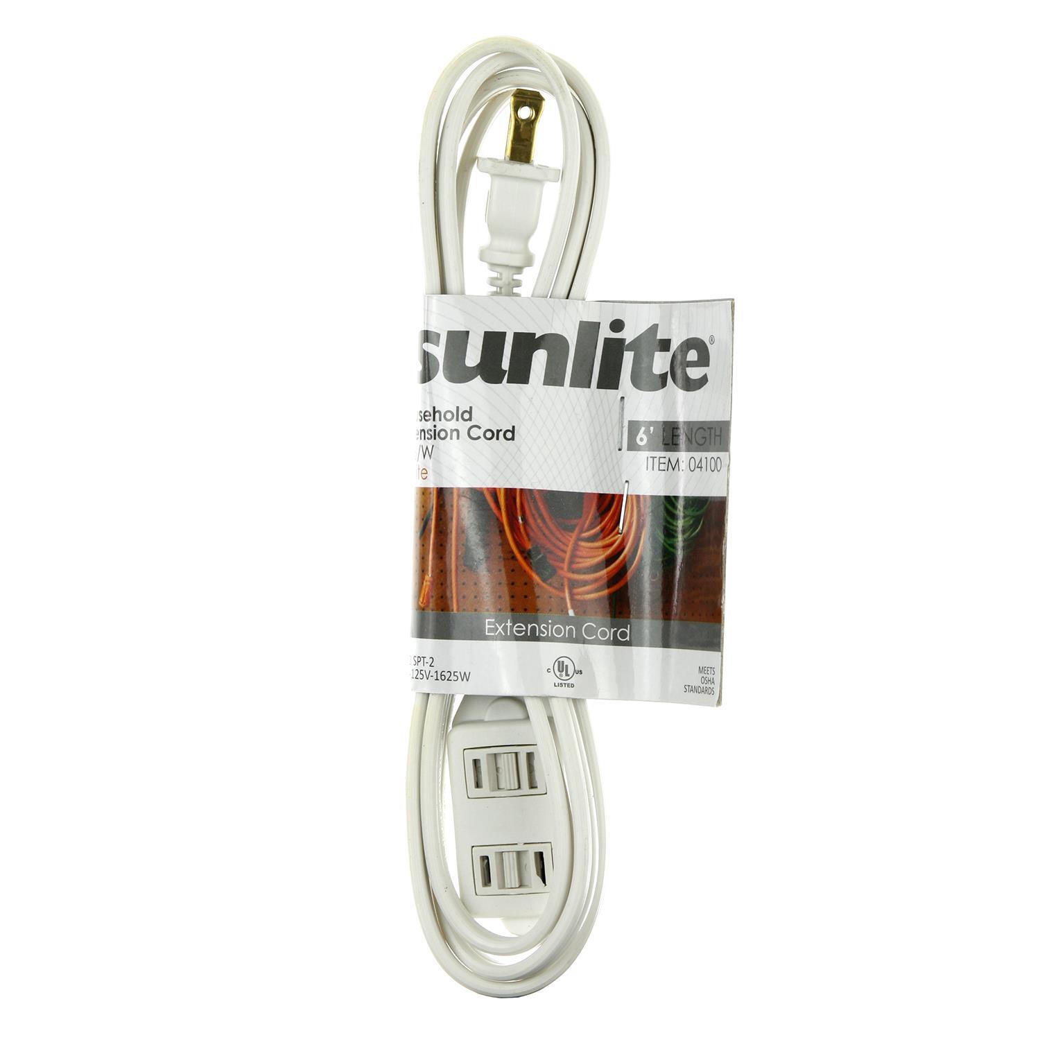 2-Outlet Extension Cord, 6Ft White Strip, 3 2-Prong Polarized, 1625W, 125V gallery