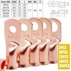 Copper Ends Ring Terminals Battery Welding 8-4/0 AWG Cable Wire Lugs Connectors