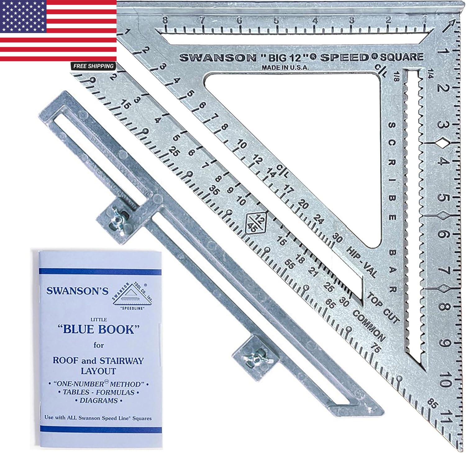 Swanson Tool Co S0107 "Big 12" 12-Inch Speed Square Layout Tool with Blue Book gallery