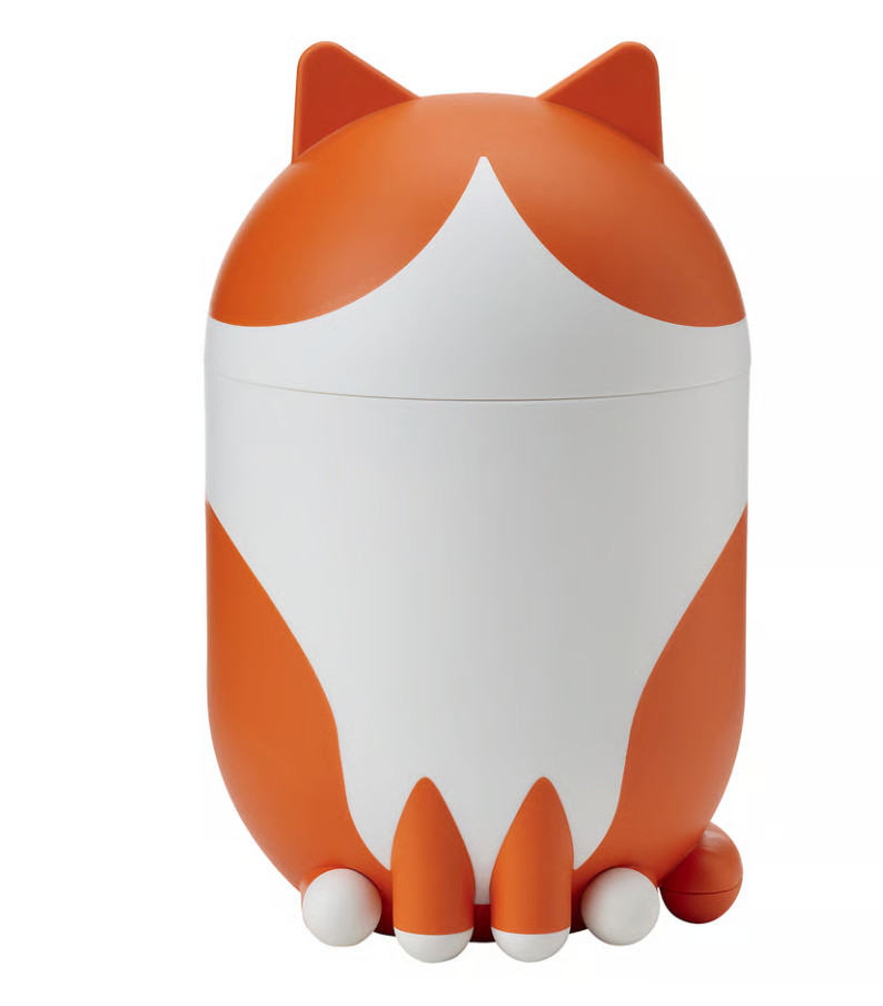 IKEA GREJSIMOJS Storage Box With Lid Cat Shaped Orange / White New Limited gallery