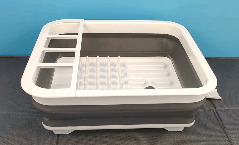 Masirs Collapsible Dish Drying Rack With Drainage Design 12"x 14.5" Grey/White gallery