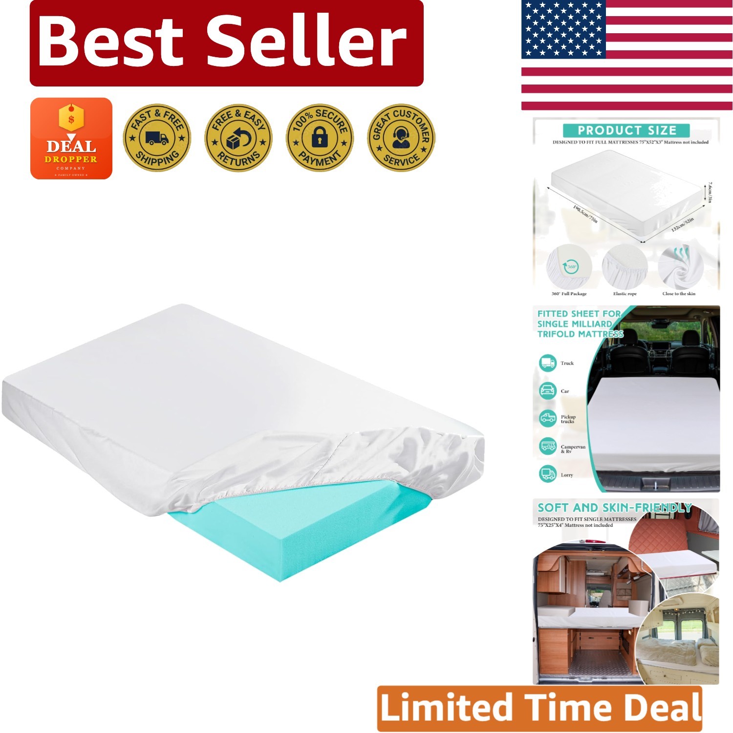 Revitalize Sleep: 3-Inch Memory Foam Mattress Topper Cover, Full Size 75x52-Inch gallery
