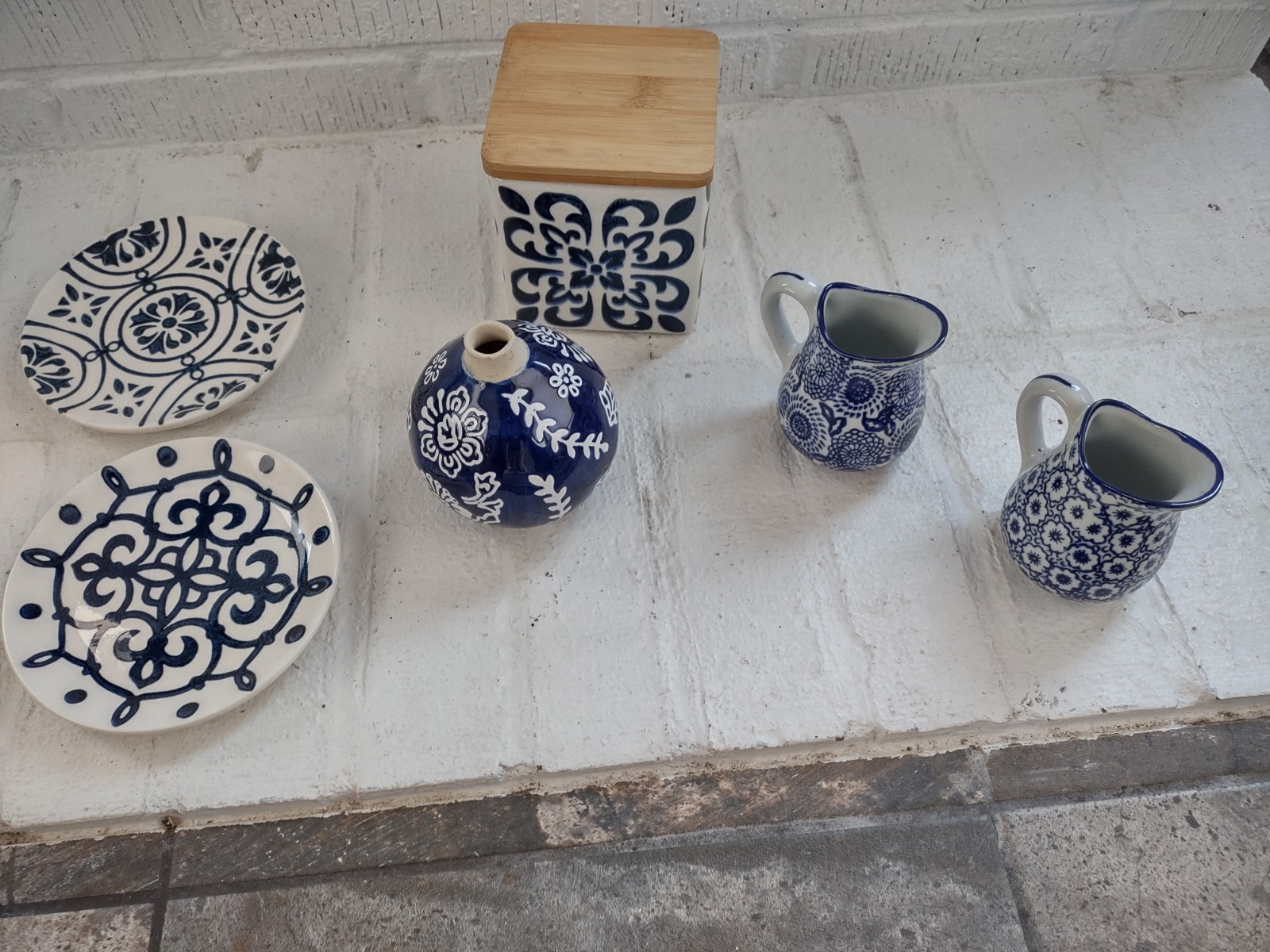 Lot Of Creative Co-Op Mudpie Ceramic Blue White Home Decor gallery