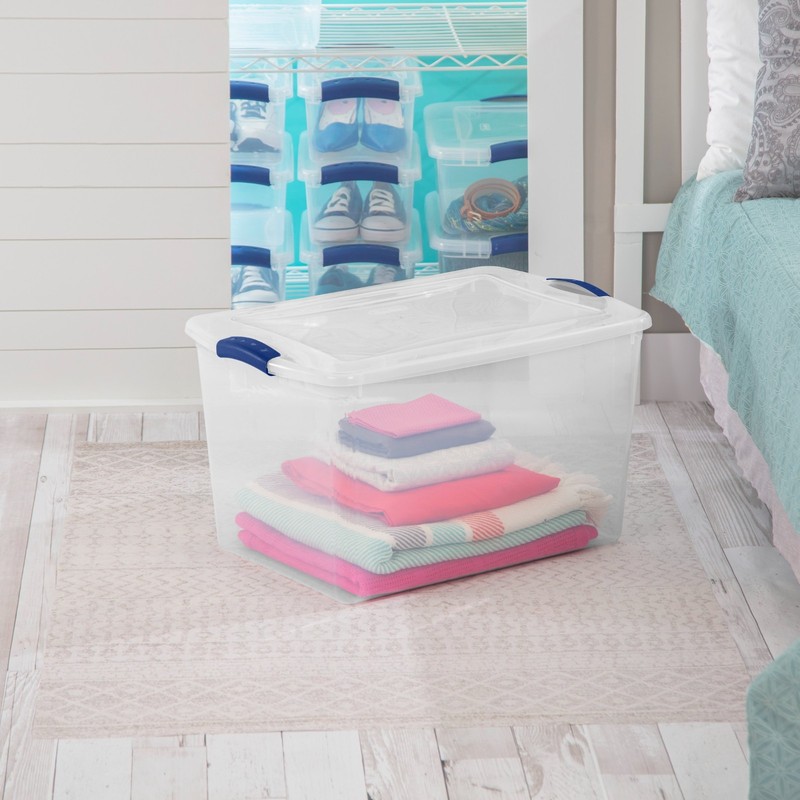 (6 pack) Sterilite Large Storage Bin, 66 Quart Clear Plastic Storage Container gallery