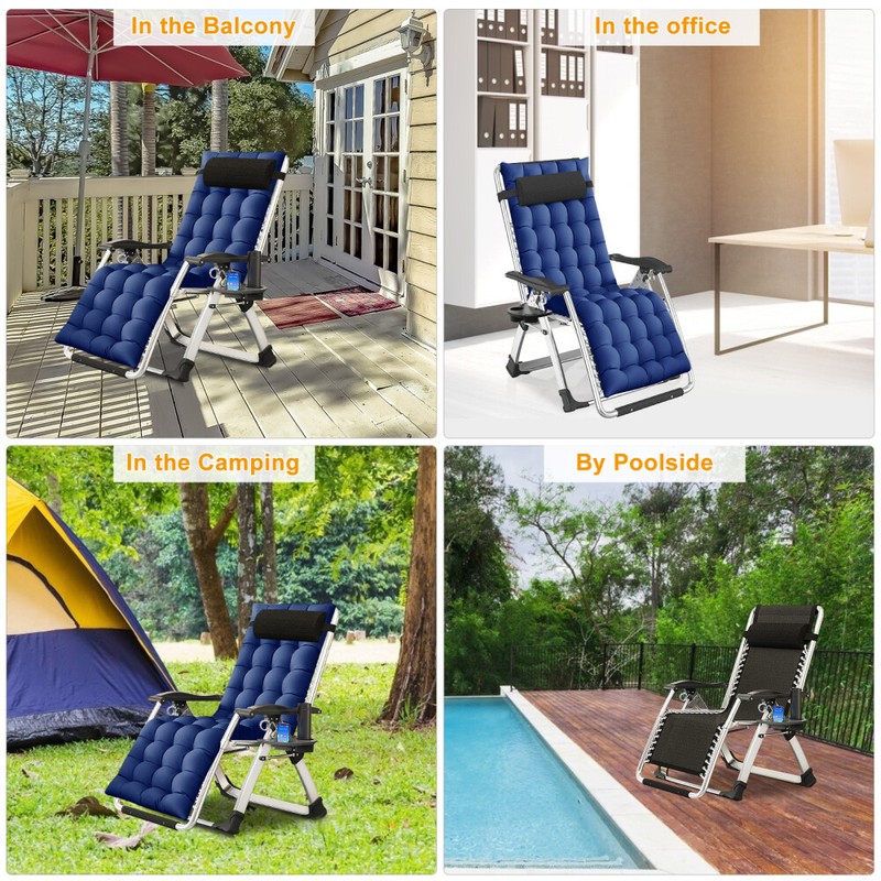 Begonia.K Foldable Zero Gravity Lounge Chair Ergonomic Recliner w/Removeable Pad gallery
