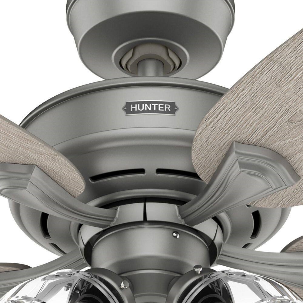 Hunter Fan 52 in Traditional Matte Silver Ceiling Fan with Light and Pull Chain gallery