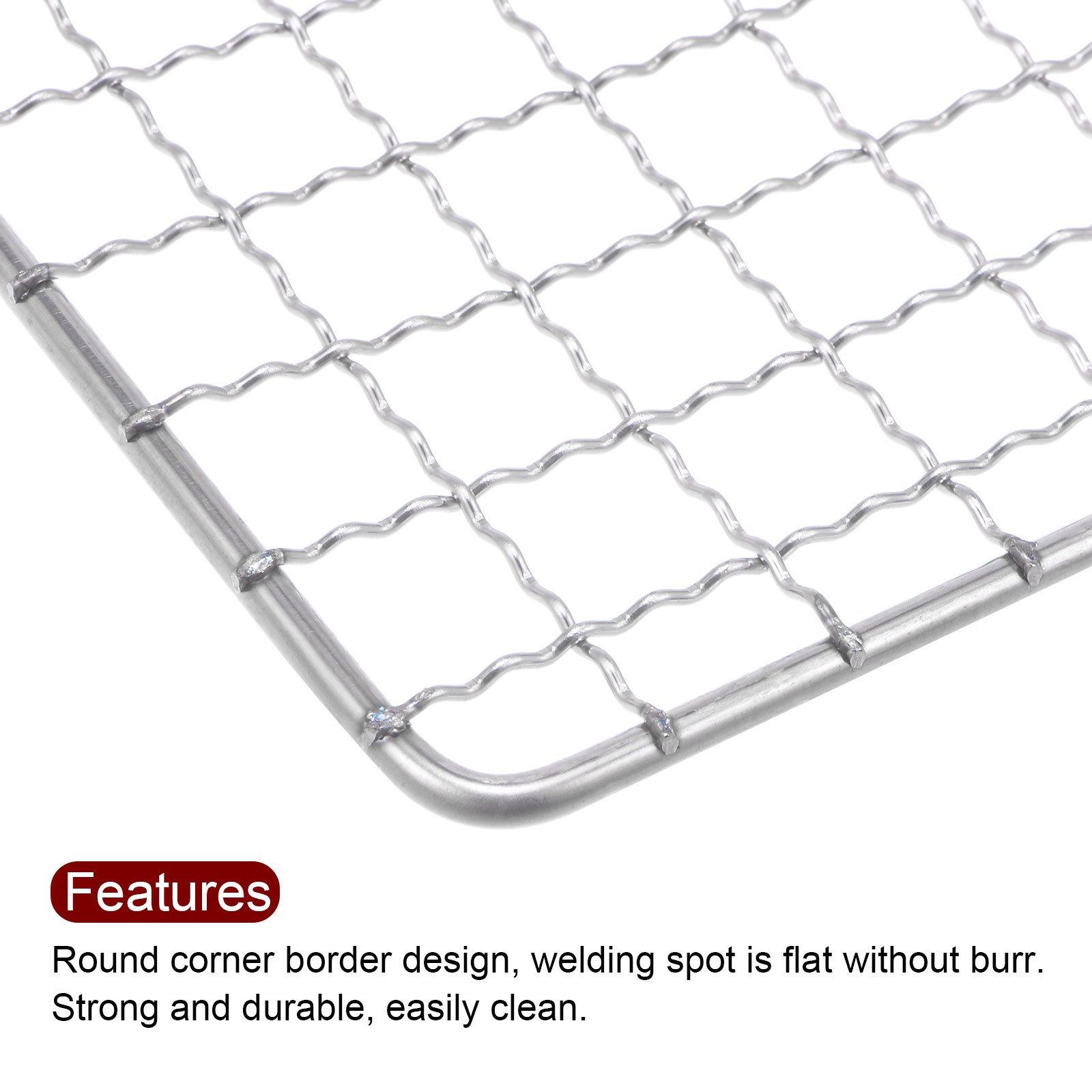2pcs Square BBQ Grill Net 15.4"x9.4" Stainless Steel Barbecue Mesh Mat gallery