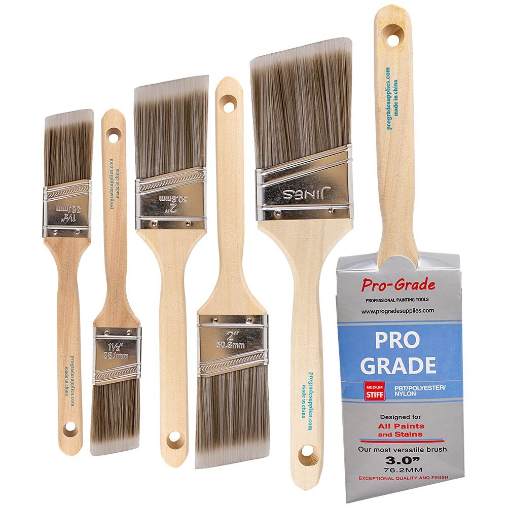 Pro Grade - Paint Brushes - 6 Pack Variety Angle 6Pk Angle, Multicolor gallery