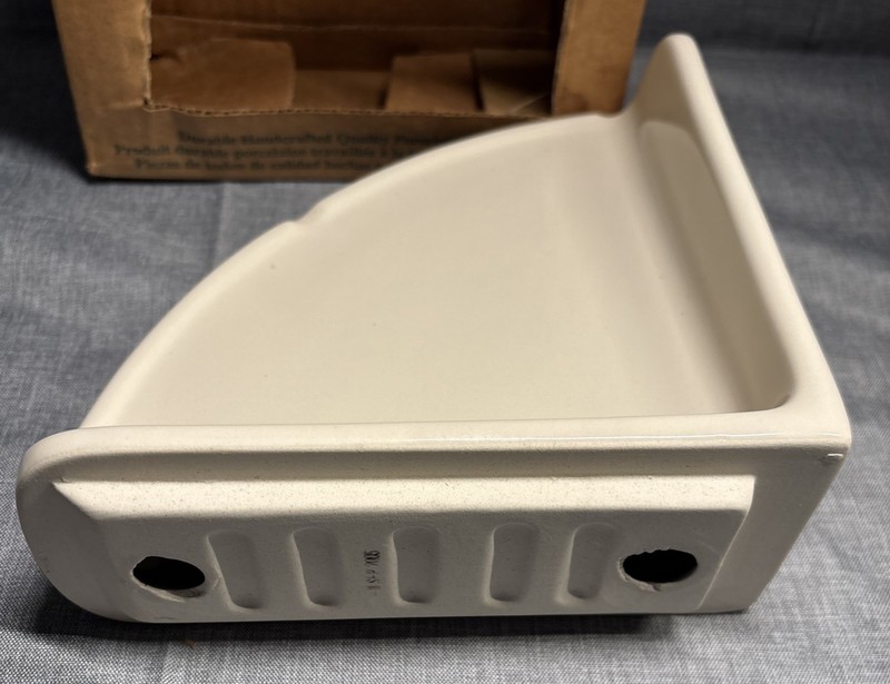 Porcelain Shower Corner Shelf Bone VTG. NOS Lenape Large (P-1704) New In Box gallery