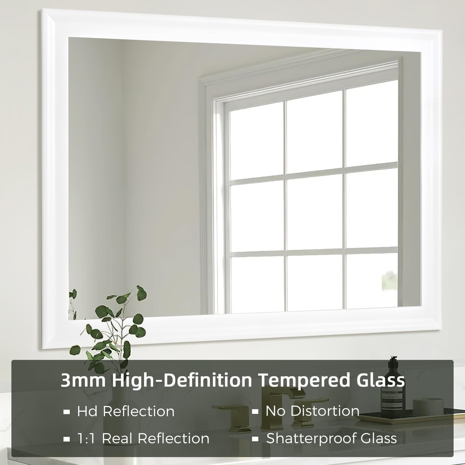 Rectangle Mirrors for Wall 30x40 Inch, White Wood Framed 40"L x 30"W, gallery