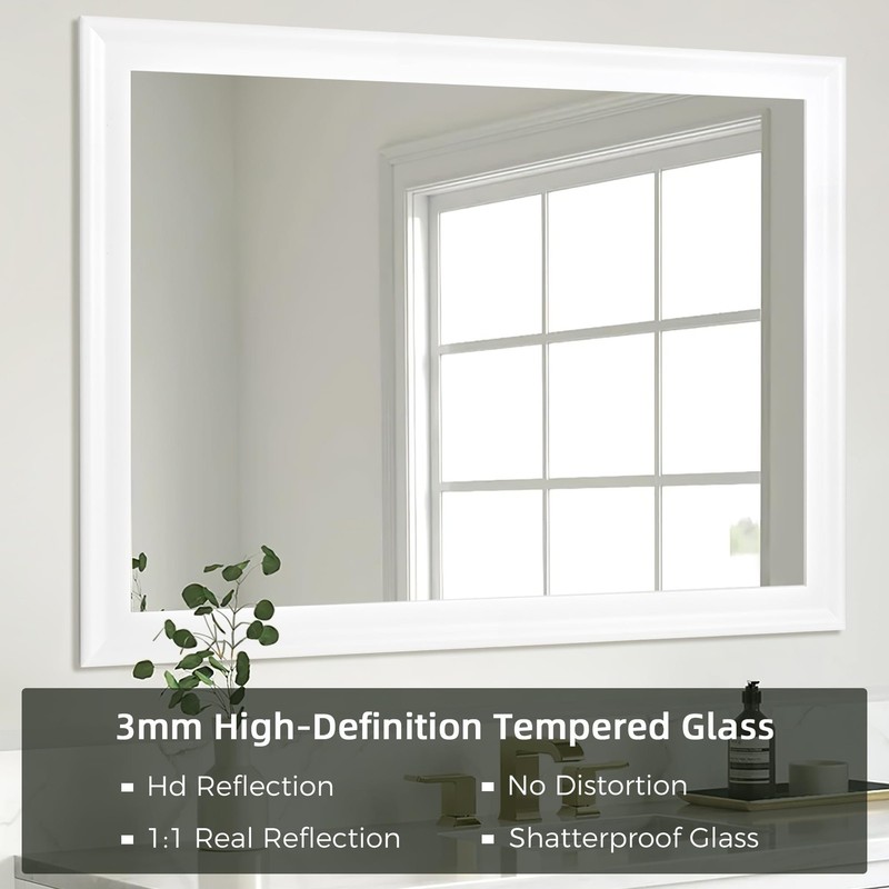 Rectangle Mirrors for Wall 30x40 Inch, White Wood Framed 40"L x 30"W, gallery