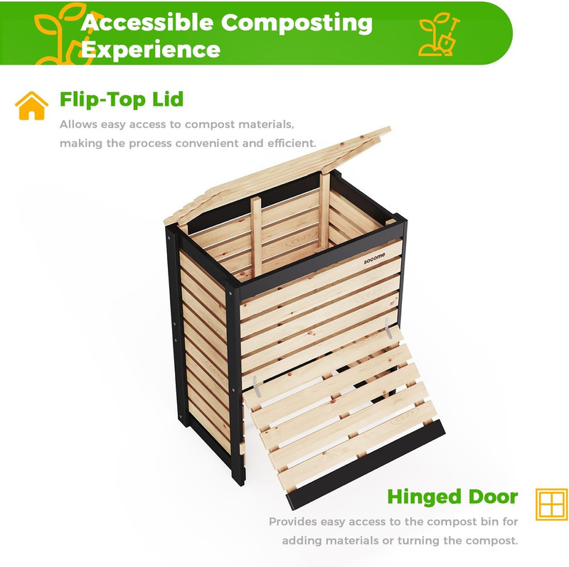 Large 95 Gallon Solid Wood Compost Bin with Pull-Out Door for Outdoor Use gallery
