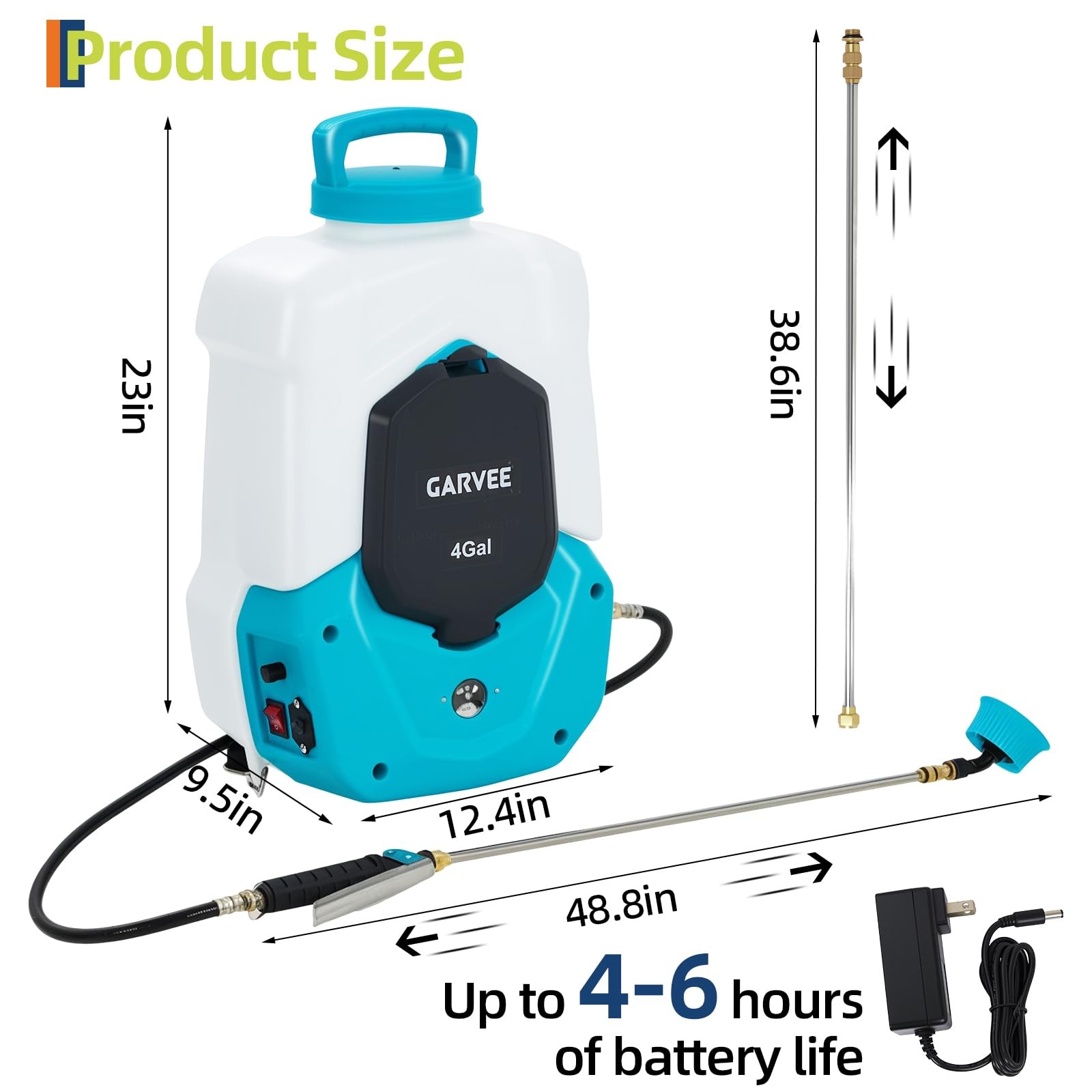Battery Powered Backpack Sprayer 4 Gal Tank 0-90 PSI Adjustable Pressure US Fast gallery