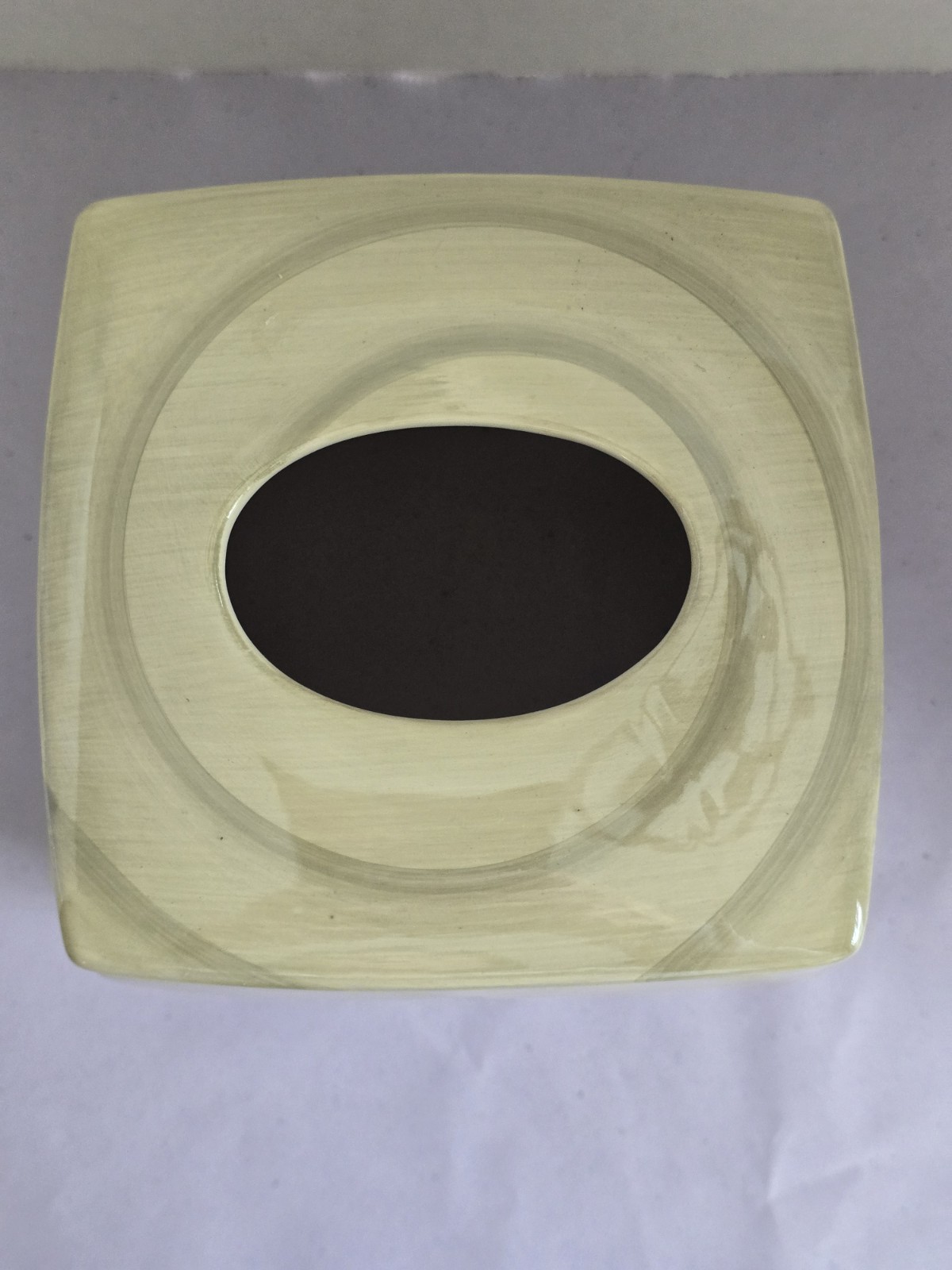 Ceramic Tissue Box Cover Sage Green and Silver Nicole Miller New York gallery