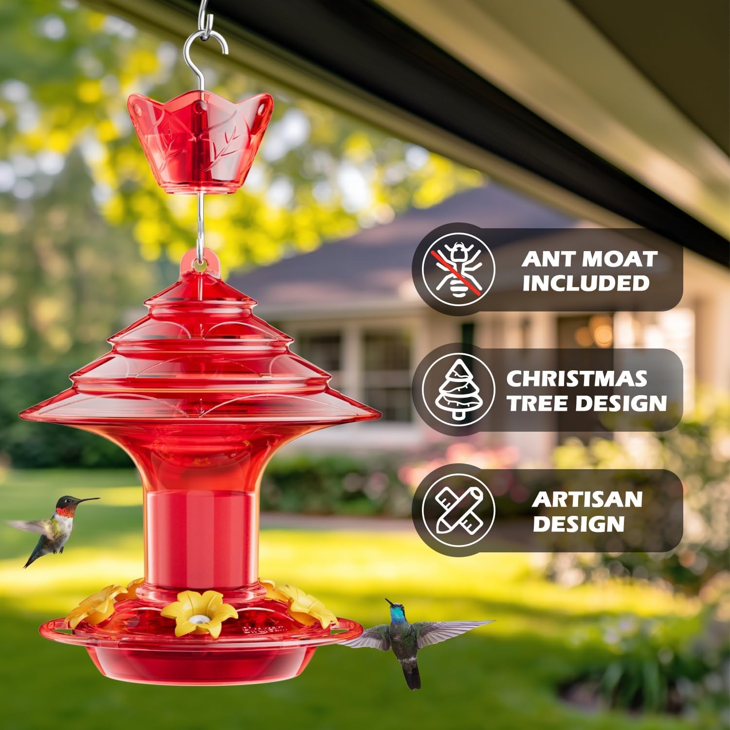 Birdream Hummingbird Feeder for Outdoors Hanging, 20 OZ Humming Birds Feeders wi gallery