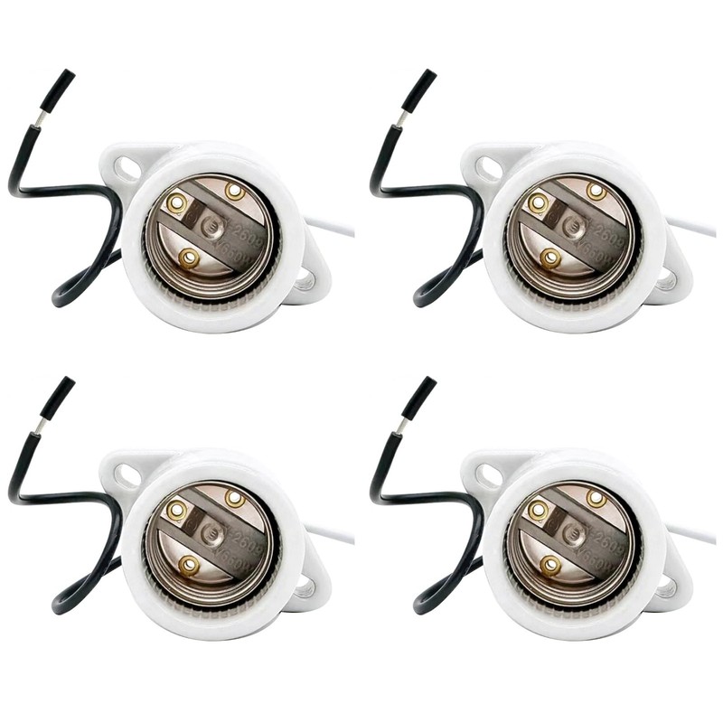 Pendant Light Sockets 4 Pack 660V E26 E27 White Holder with Pre-Wired Cord 18AWG gallery