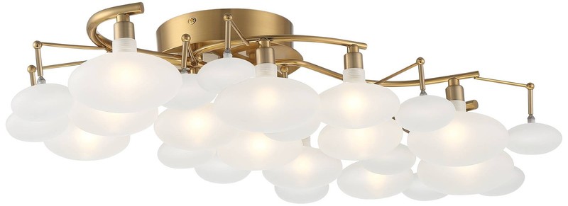Lilypad Modern Ceiling Light Semi Flush Mount Fixture 30 1/4" Brass 12-Light LED gallery