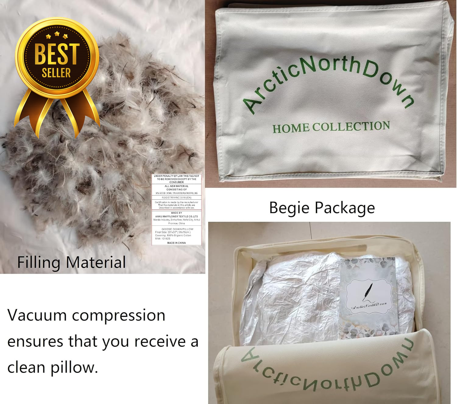 King Size Goose Down Feather Hotel Collection Bed Pillow Stripe White Sleeping P gallery