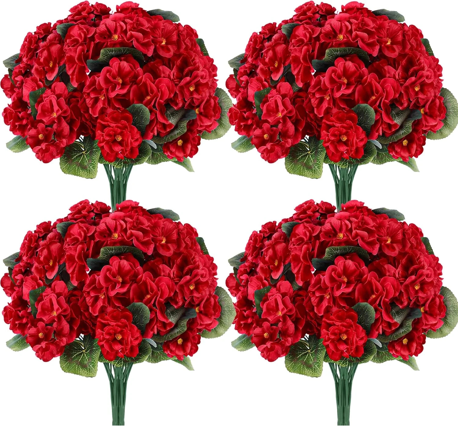 6 Pack Red Artificial Geraniums Flowers for Outdoors UV Resistant Faux Flowers f gallery
