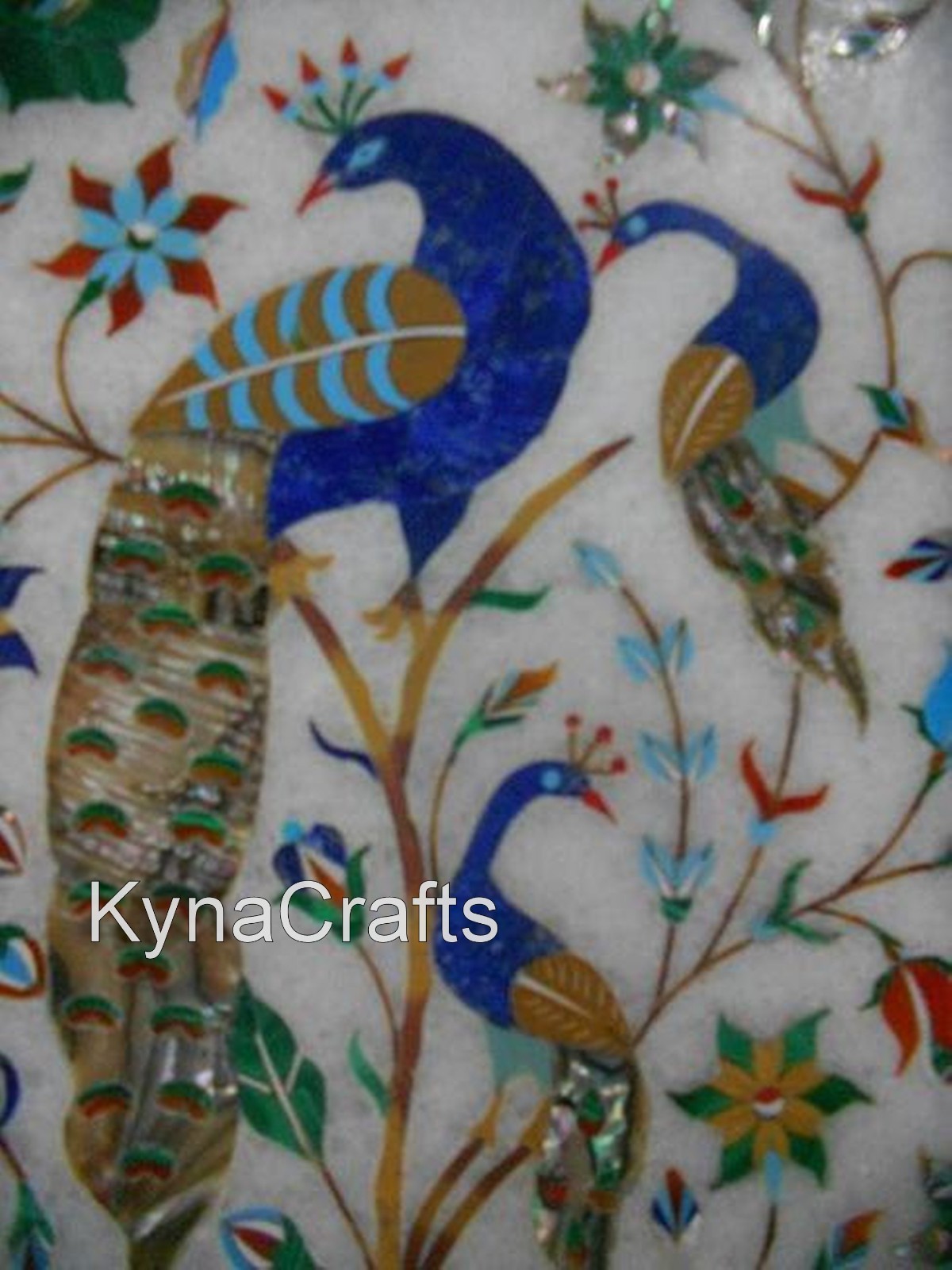 Peacock Art Inlay Table Top for Entryway Decor 12x12 Inches Marble Coffee Table gallery