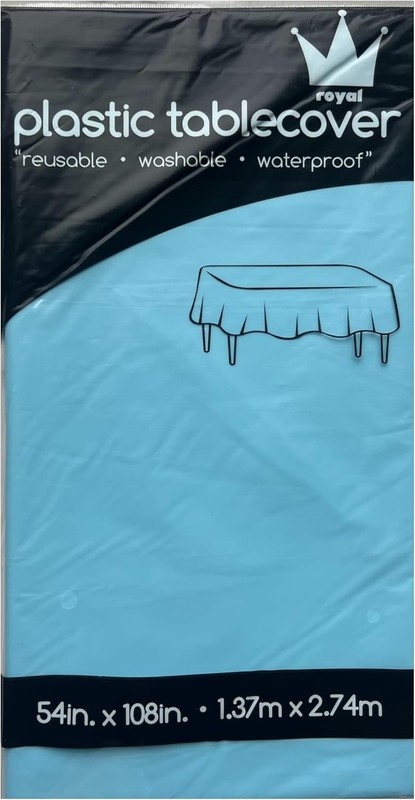 ROYAL7 3 Pack Rectangle Disposable Plastic Rectangle, 54in. X108in. Light Blue gallery