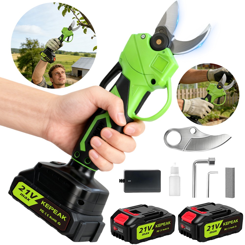 Tijeras de Podar Eléctricas Inalámbricas 21V con 2 Baterías 13000mAh Corte 30mm gallery