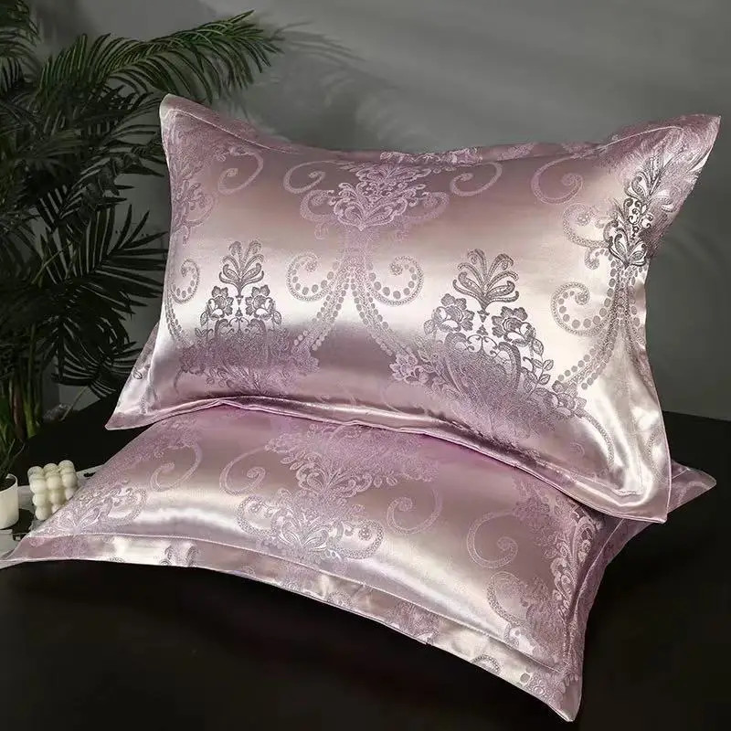 2PC Solid Silk Pillowcases Decorative Luxury Cushion Cover Envelope Style Hair S gallery
