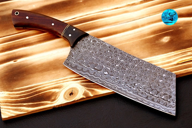 Rain Drop Pattern DAMASCUS STEEL CLEAVER MEAT CHOPPER BUTCHER CHEF KNIFE 2727 gallery