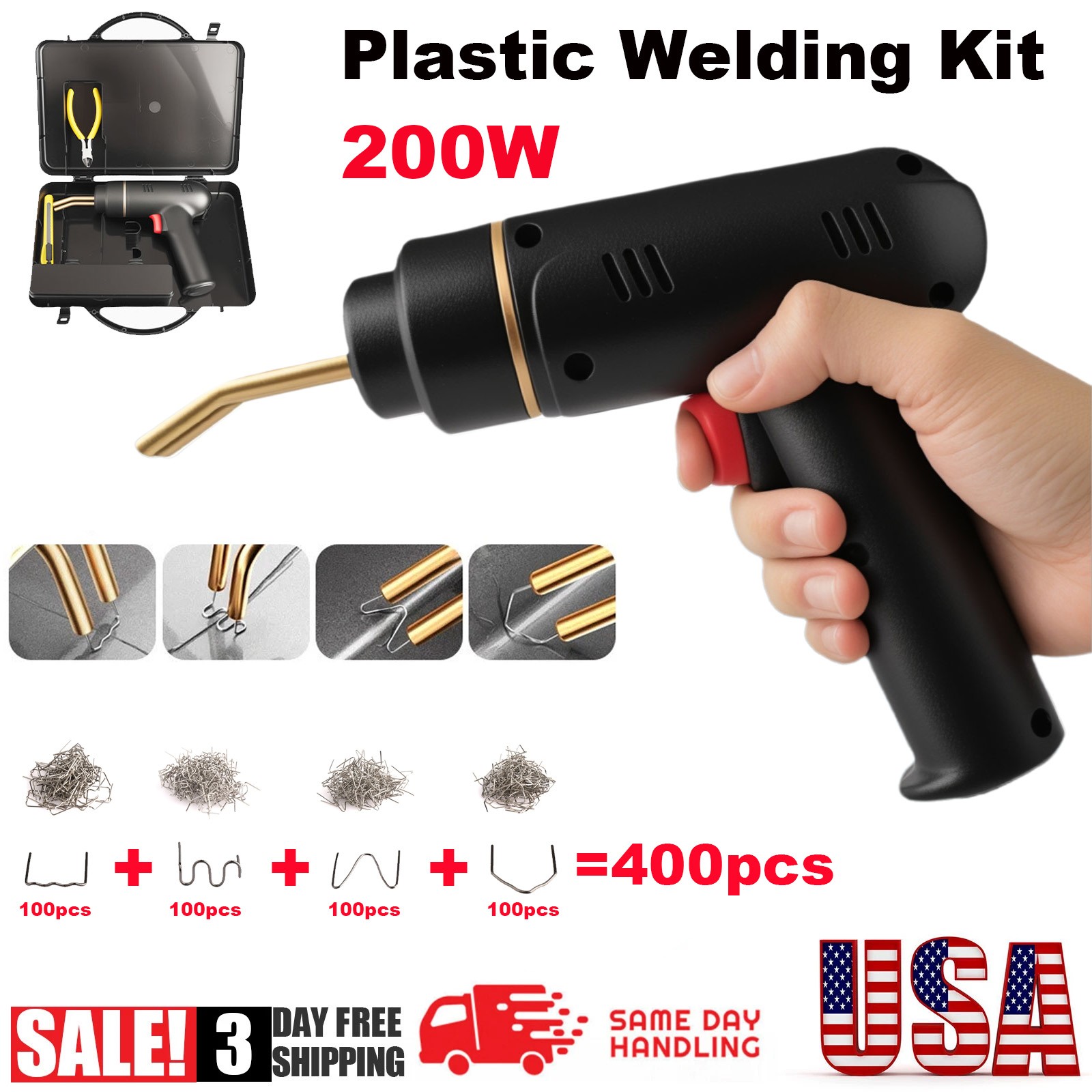 Plastic Welder Kit Soldering Hot Stapler Bumper Repair Welding Gun W/ 400 Staple gallery