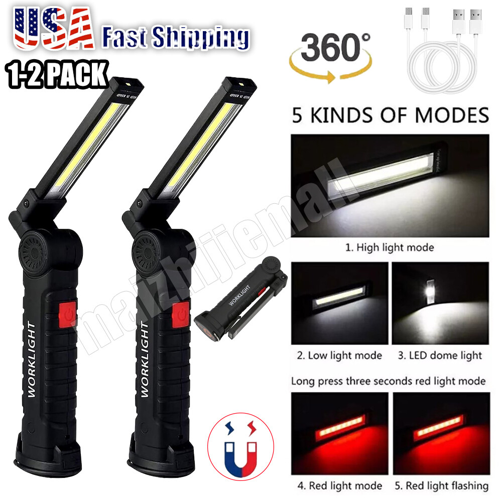 LED COB Work Light Magnetic Base Rechargeable Super Bright Flashlight Lamp Torch gallery
