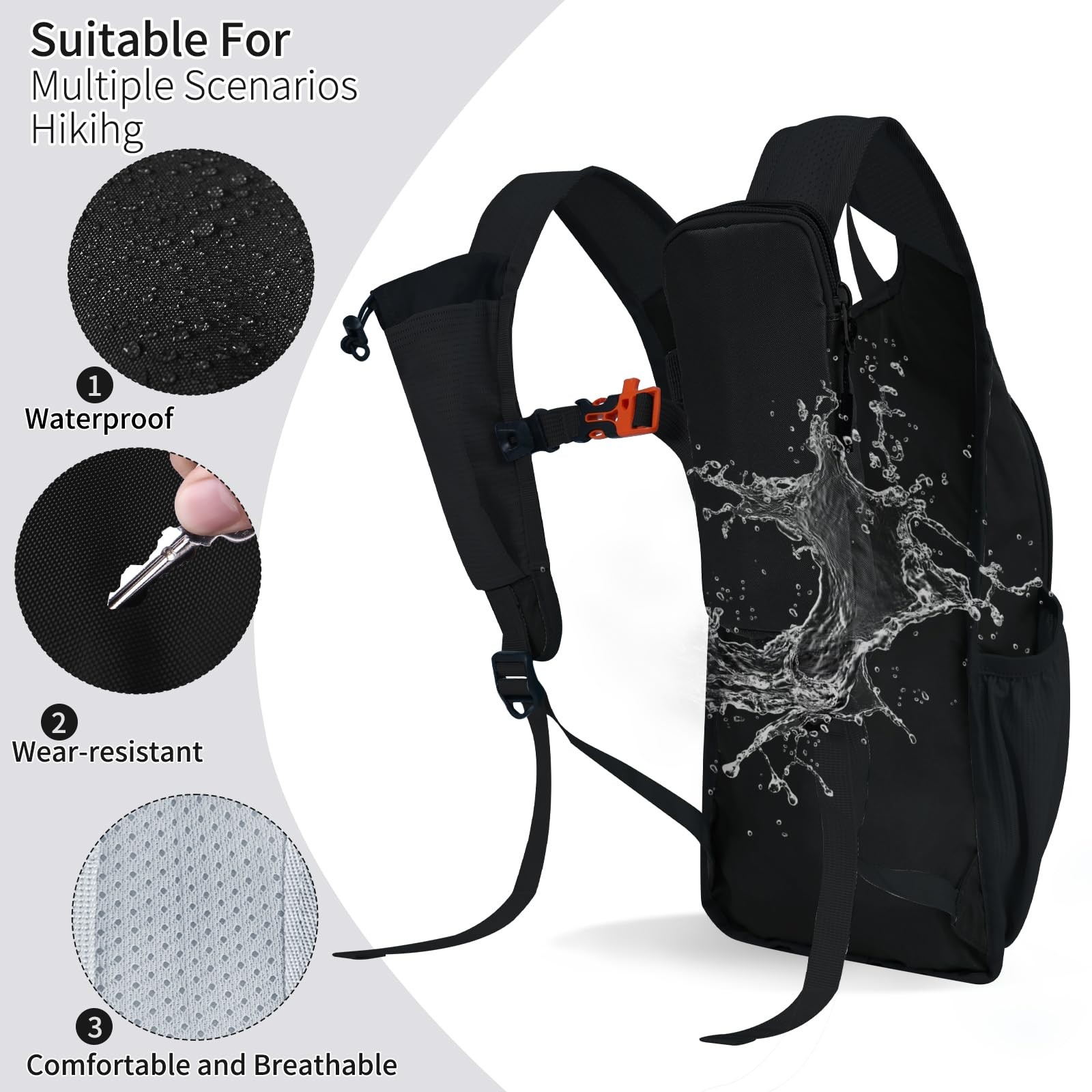 10L Black Small Daypack Lightweight Packable Travel Foldable Backpack Men 4