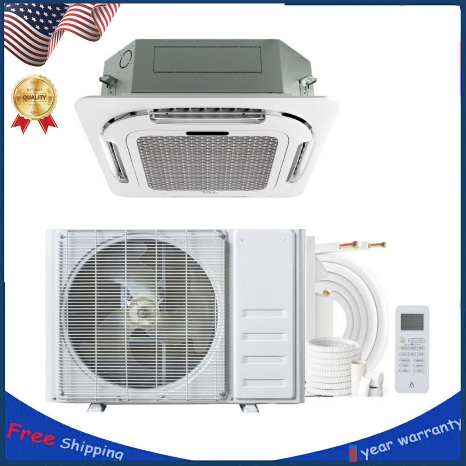12K BTU Ceiling Cassette Mini Split Air Conditioner & Heat Pump 22 SEER 208/230V gallery