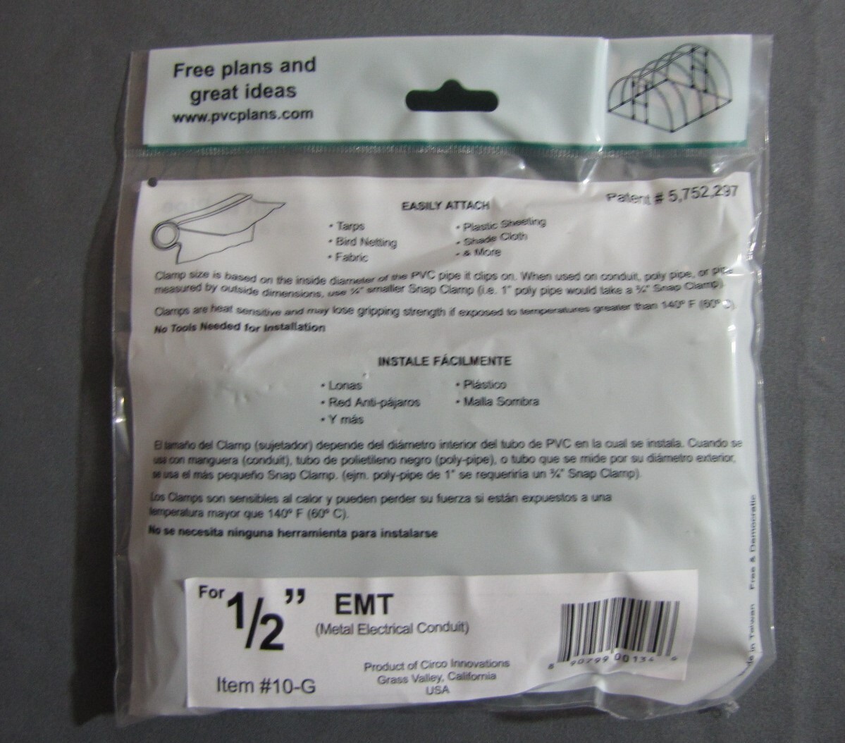 SNAP CLAMPS 10-G fits 1/2" EMT Pipe - CIRCO 10 Pack - Tarp to Greenhouse gallery