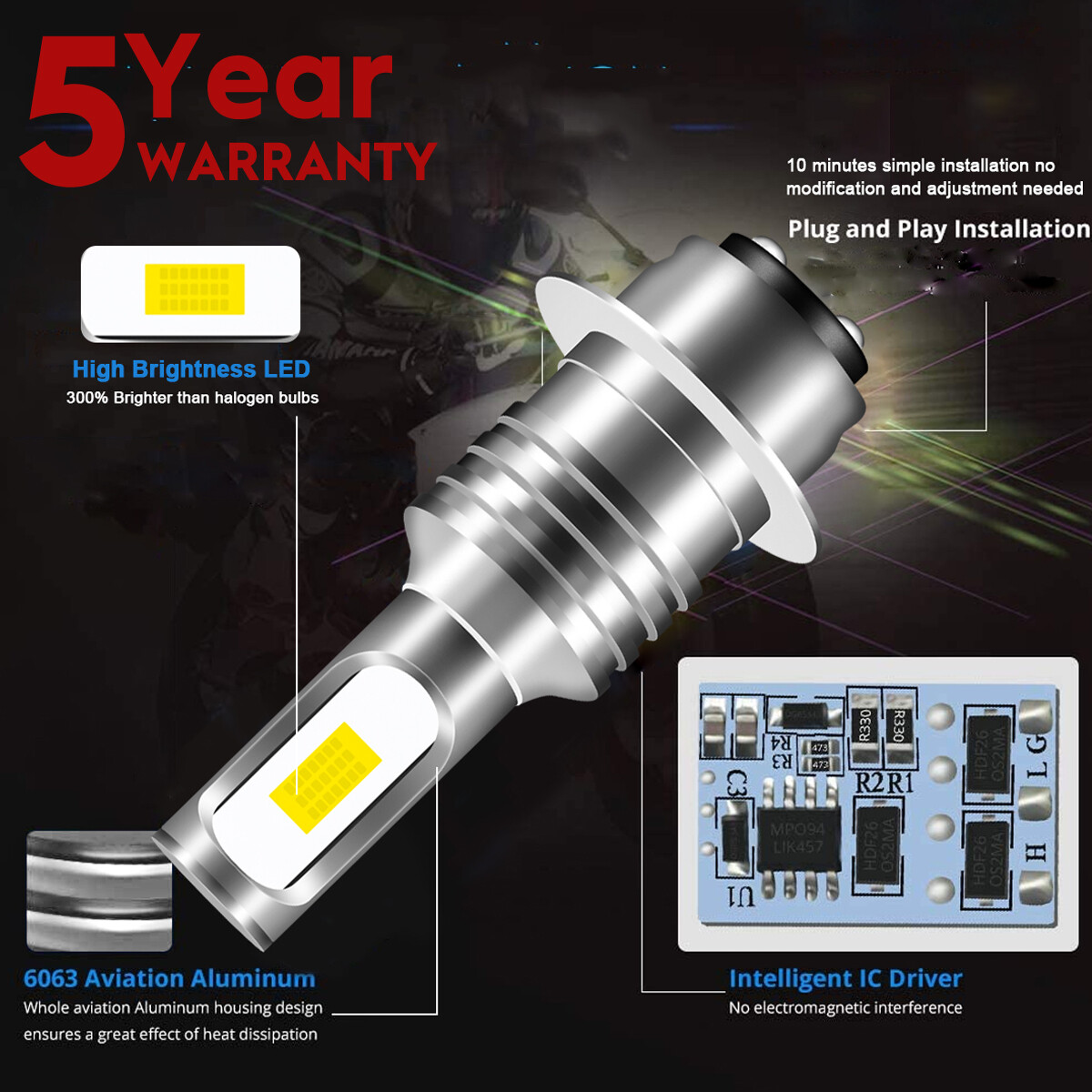 H6M LED Headlight BF For Kubota L3000 L3010 L3130 L3300 L3400 bulb 34070-99010 gallery