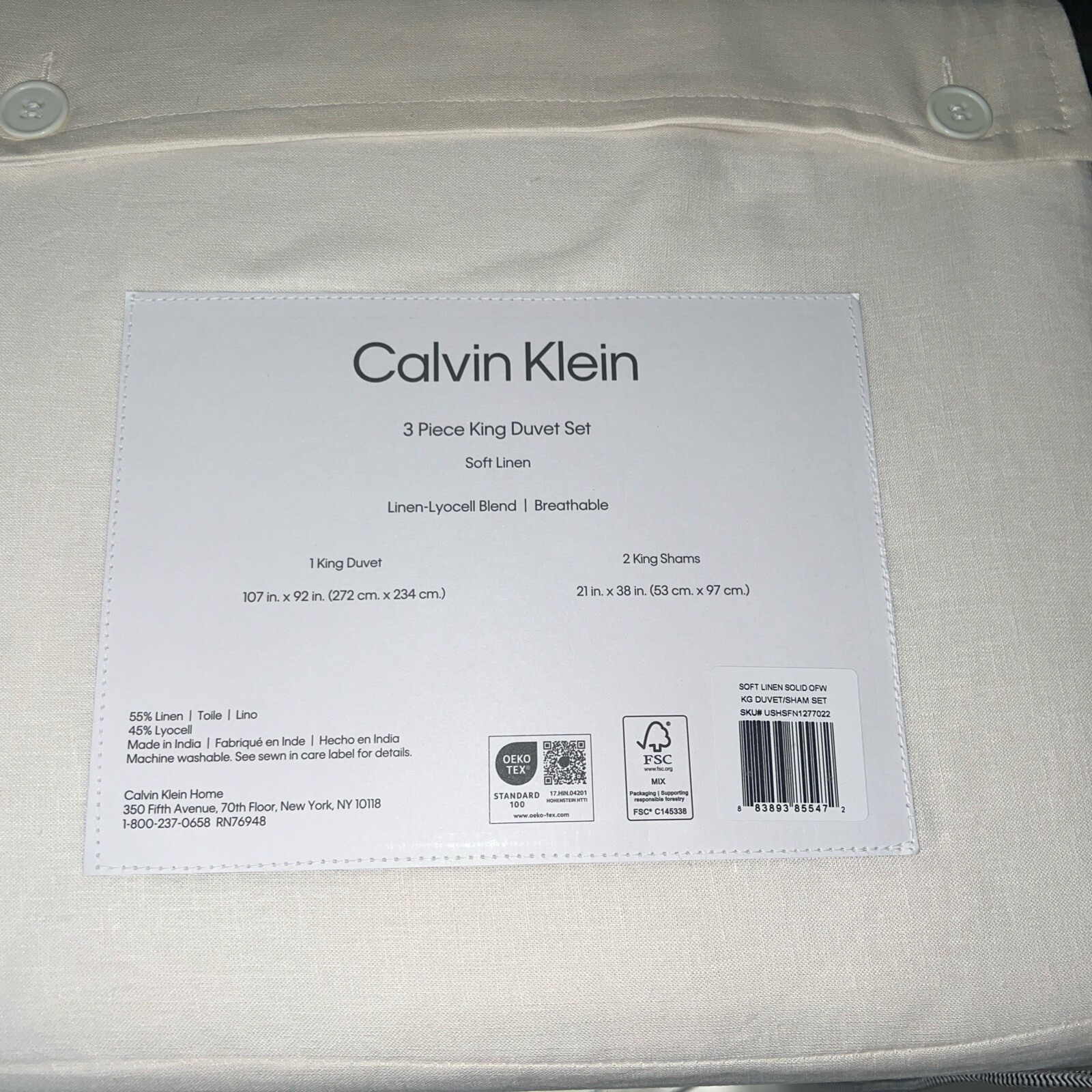 Calvin Klein King Duvet Set Linen Ivory India New gallery