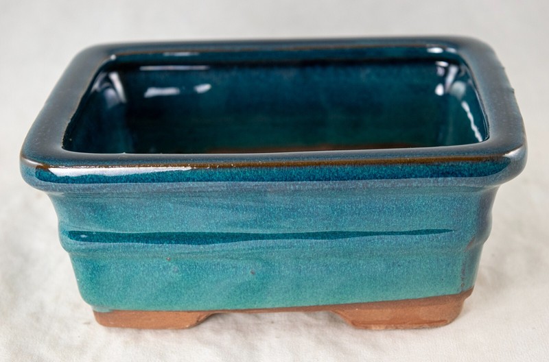 6" Rectangular Glazed Teal Green Cactus & Succulent, Bonsai Pot - Pot/Combo/Kit gallery