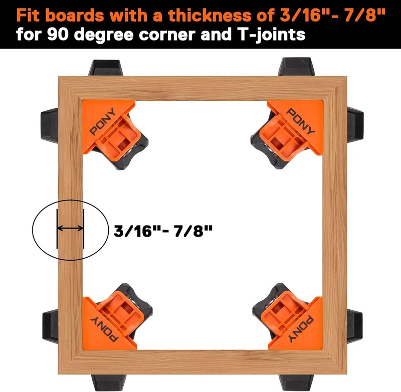 PONY 4Pk Quick-Release Corner Clamp for Woodworking, 90 Degree Right Angle Clamp gallery