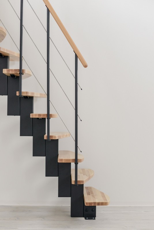 Indoor Space-Saving Straight Staircase Kit Central Stringer Beech Alternate Step gallery