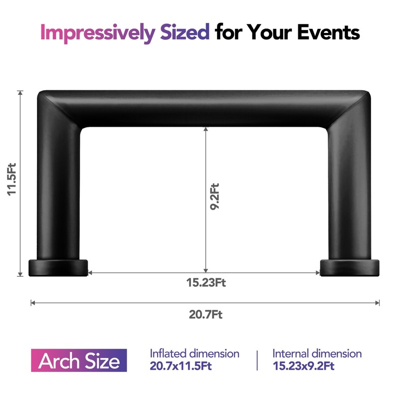 Large 21Ft Square Inflatable Arch with built-in blower - Black gallery