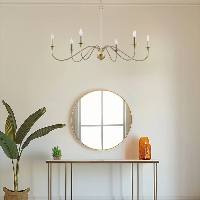 Kira Home Archer 47" 6-Light Large Modern Chandelier Curved Arms, Adjustable gallery