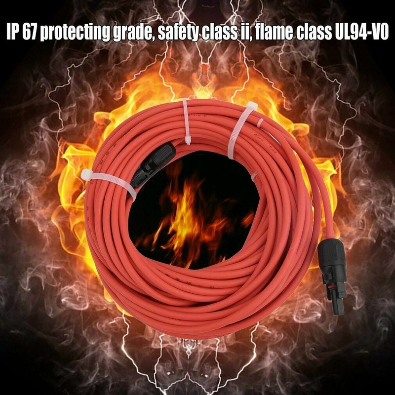 1 Pair Black+Red Solar Panel Extension Cable Wire Solar Connectors 10 AWG Gauge gallery
