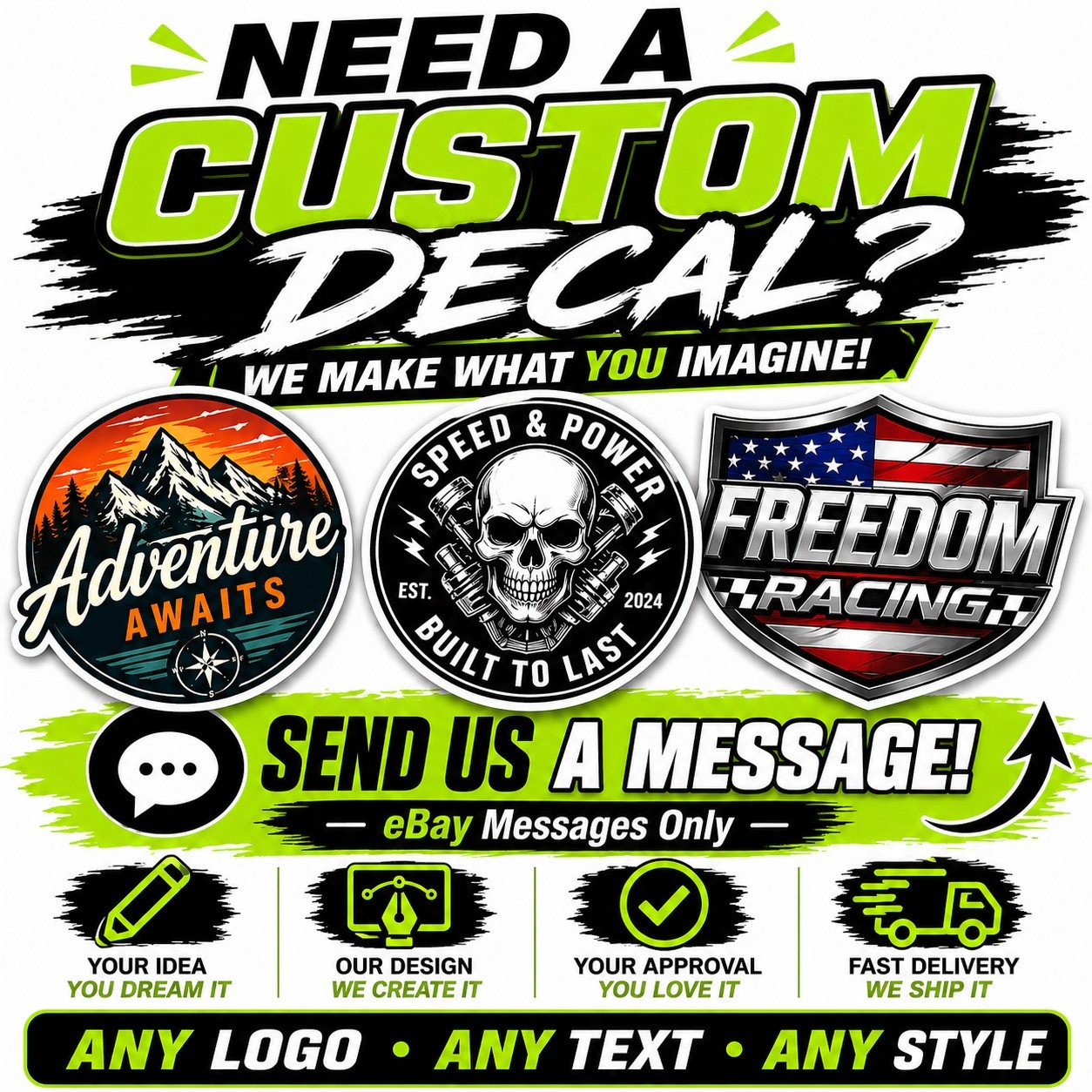 Custom Decal Any Logo Text Design Vinyl Sticker Waterproof Die Cut Car Window gallery