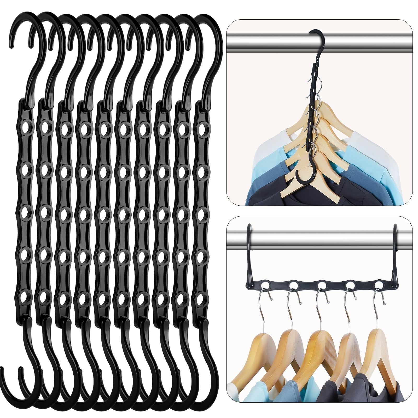 HOUSE DAY Black Magic Space Saving Hangers 10 Pack, Premium Smart Hanger Hook... gallery