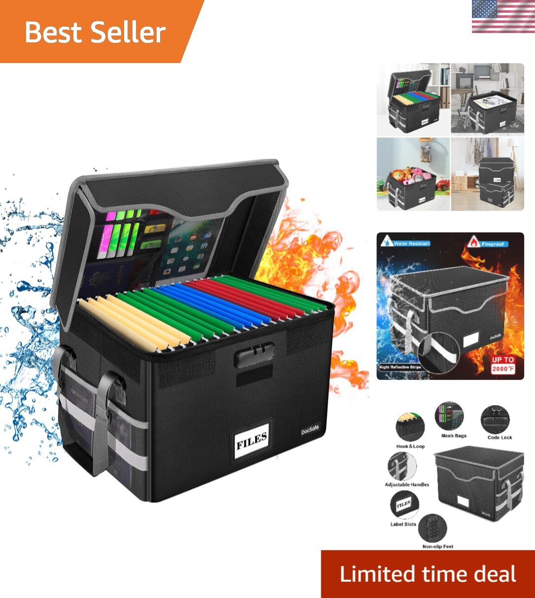 Waterproof and Dustproof Fiile Box with Lock - Collapsible Storage Solution gallery