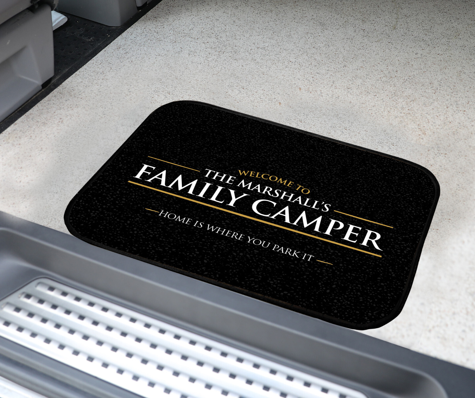 Personalised Campervan mat - Motorhome Door Black mat 44cm x 32cm SC102 gallery