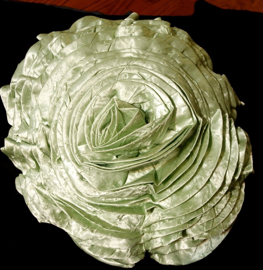 BESS Romantic Glam Flower 15" PILLOW Shabby Chic Crinkled Satin Round Peony Rose gallery