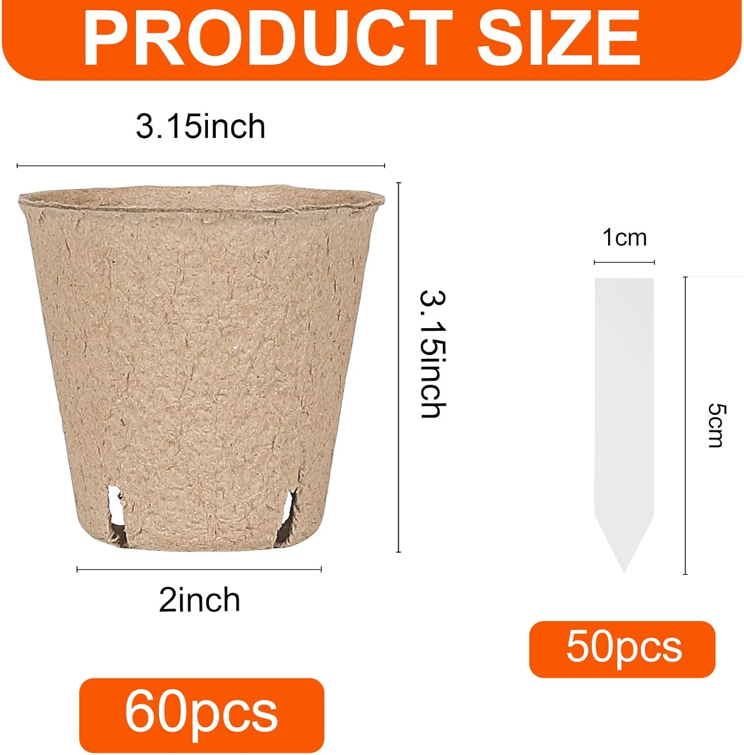 60 Pack 3.15 Peat Pots Biodegradable Seedling Starter Pots w/ Plant Labels gallery
