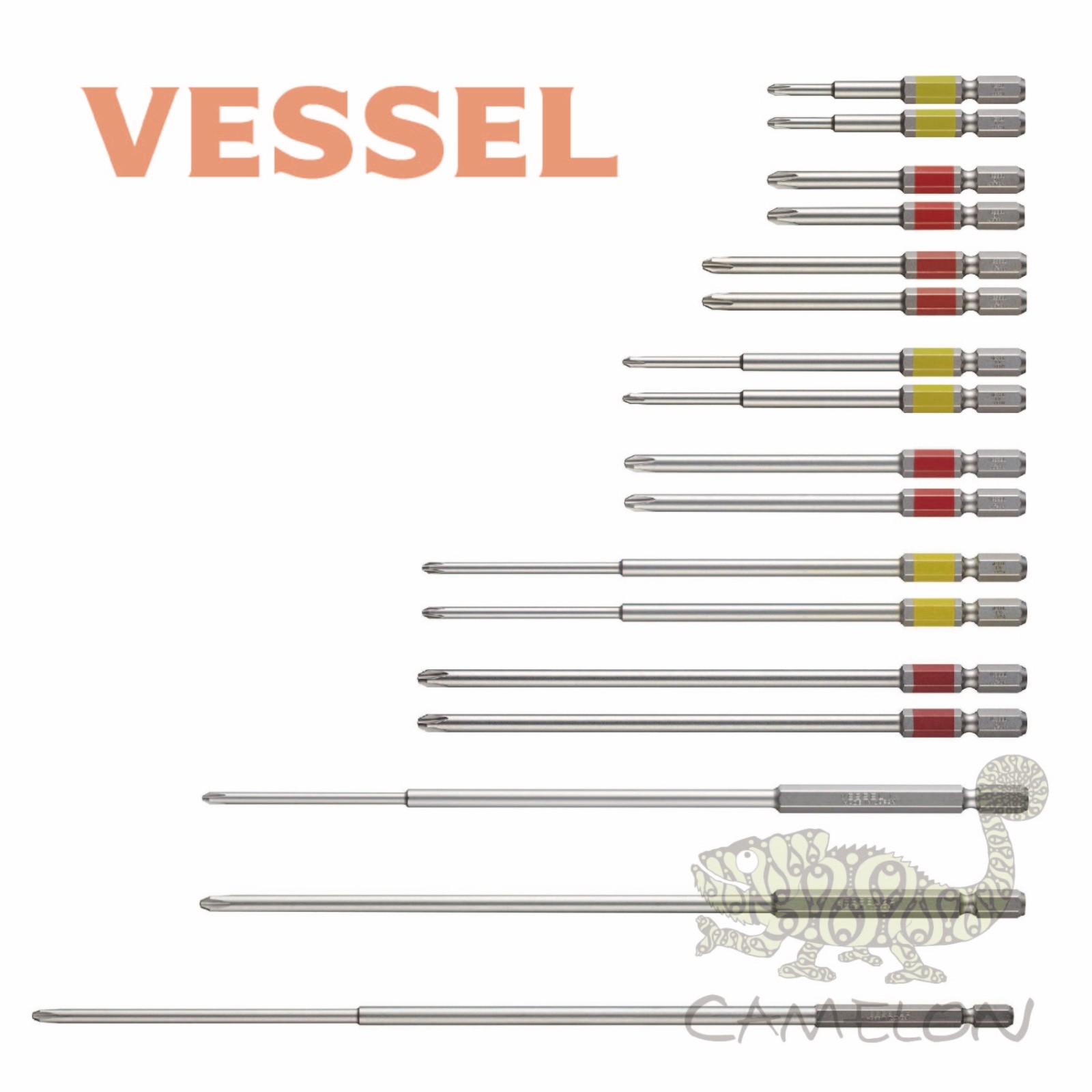 VESSEL GOSAI Color Coded Driver Bit No.GS16 +1,+2,+3 65-300mm 1,2pcs Japan gallery