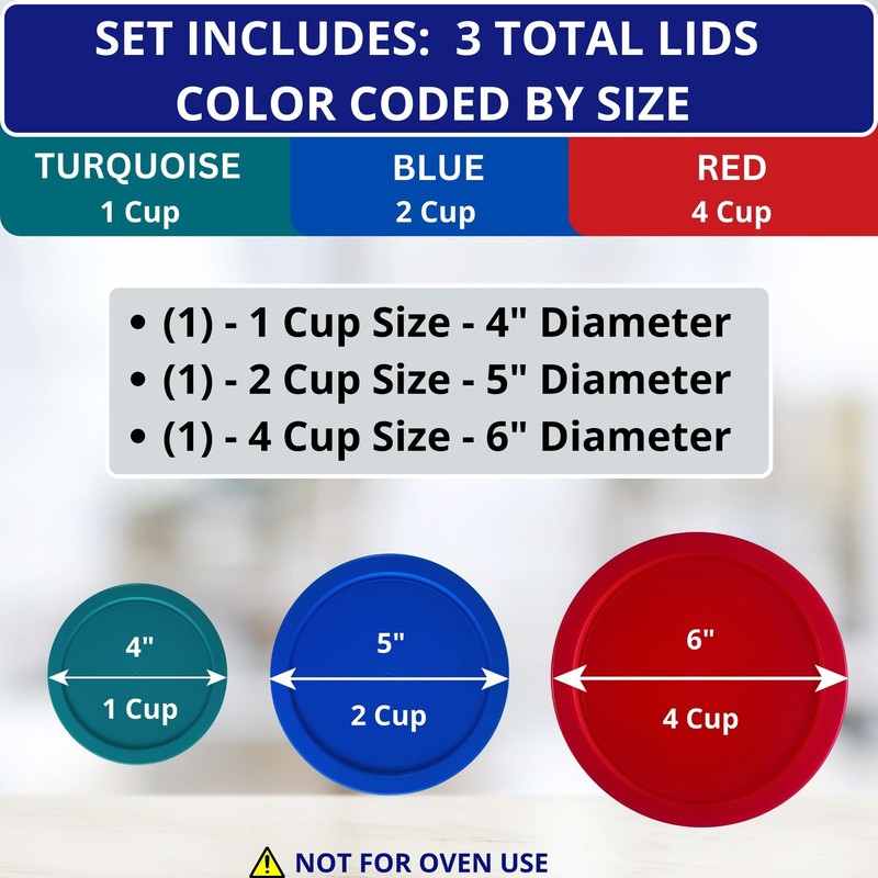 1 2 & 4 Cup Round Plastic Replacement Lids For Pyrex Anchor Hocking & Klareware gallery