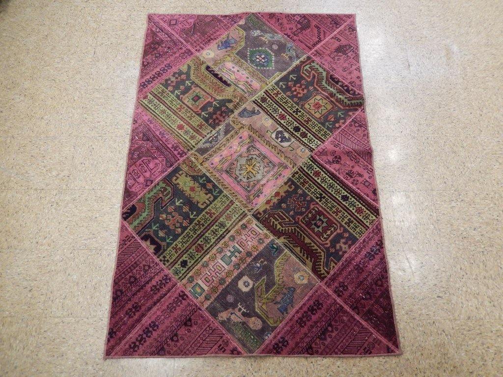 4x6' Red Antique Traditional Patchwork Rug 22151 gallery